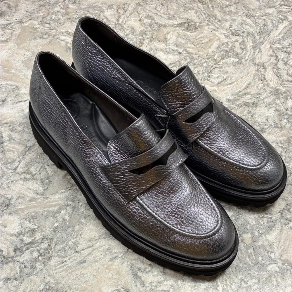 $429 Women Paul Green Loafers Lug Sole Metallic Pewter Wellesley Silver 10.5 11 - Picture 2 of 12